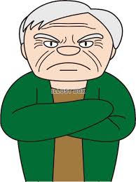 怒る老人：イラスト無料